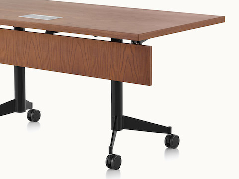 An MP Flex table in chocolate ash viewed from a three-quarter perspective.