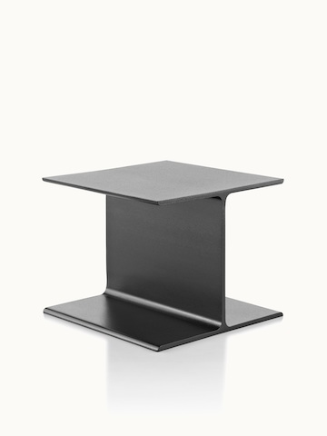 Angled view of a black I Beam side table with no attached surface.