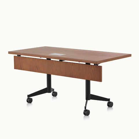 A rectangular MP Flex Table with a chocolate ash finish, viewed at an angle. Select to go to the MP Flex Tables product page.