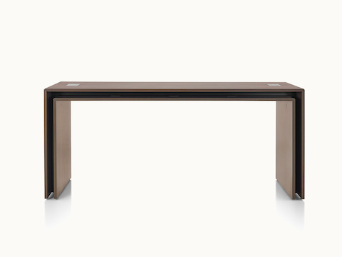 A rectangular Peer Table in a dark wood finish, viewed from the front.