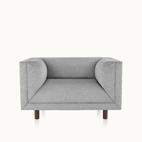 A light gray club chair from the Rolled Arm Sofa Group, viewed from the front.