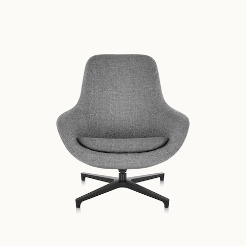 A Saiba Lounge Chair with gray upholstery, viewed from the front.